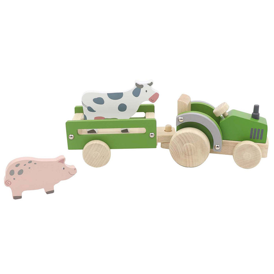 Kaper Kidz Wood Tractor with Farm Animal