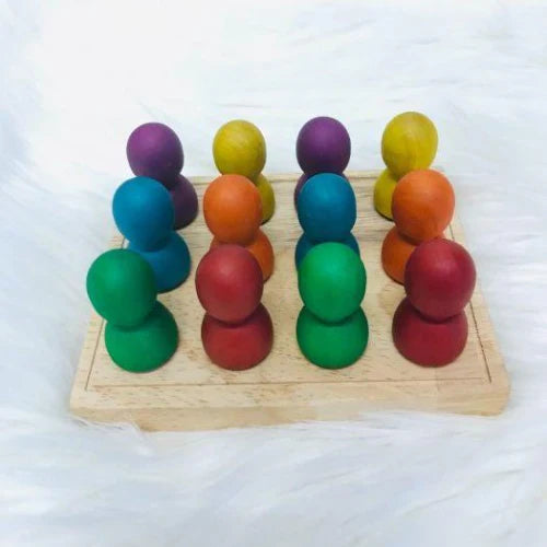 Q Toys Mini Rainbow People on Wood Tray