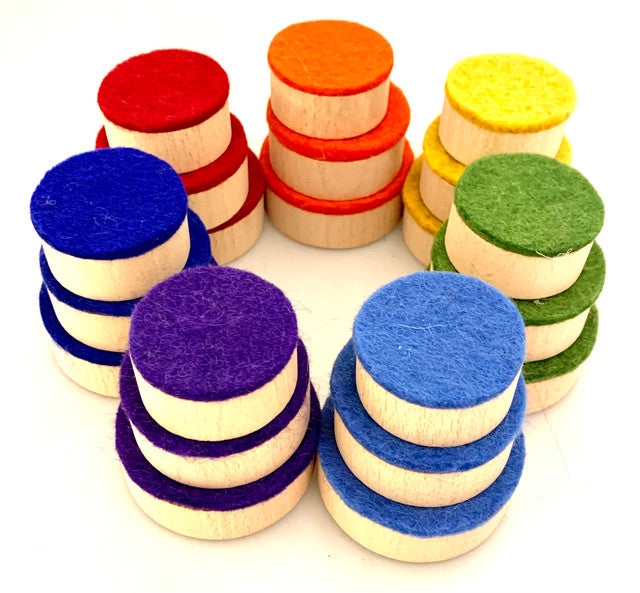 Papoose Rainbow Wood-Felt Discs 21pc