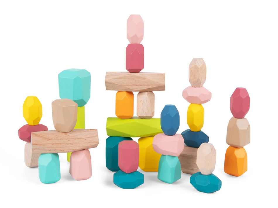 Tooky Toy Wooden Stacking Stone Blocks