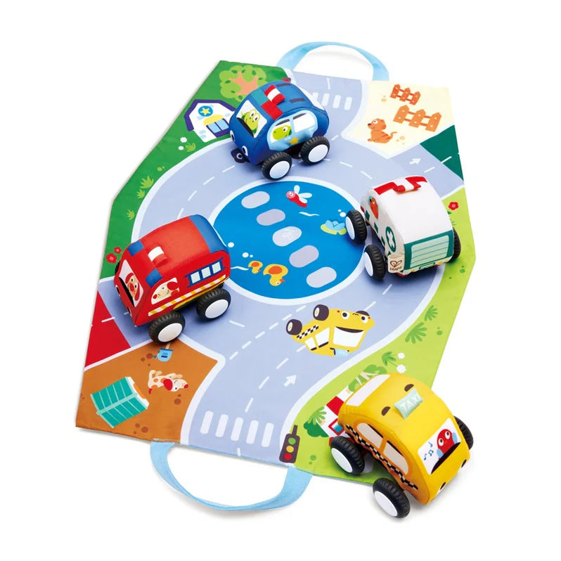 Hape Pull-Back Plush Car Set