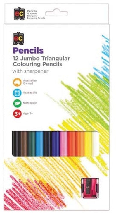 Pencils Jumbo Triangle Set 12 with Sharpener