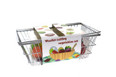 Kaper Kidz Wooden Cutting Vegetables With Metal Basket