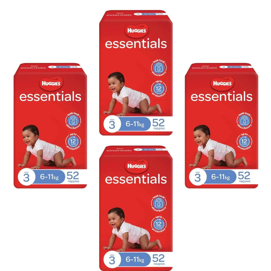 Huggies Essentials Nappies Size 3 Crawler (6-11kg) 208pk