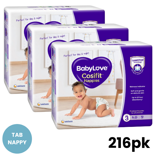 BabyLove Cosifit Nappies Size 3 Crawler (6-11kg)  216pk