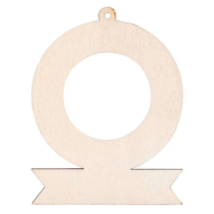 Wooden Wreath and Tree with Banner 12pk