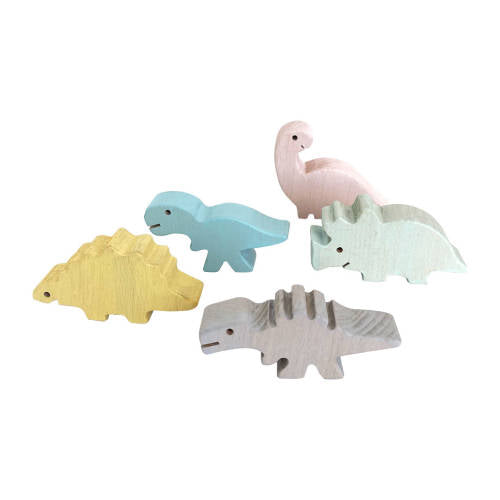 Papoose Pastel Wood Dinosaurs 5pc