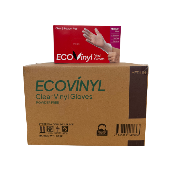 ECO Vinyl Powder Free Clear Disposable Gloves MEDIUM 1,000pk