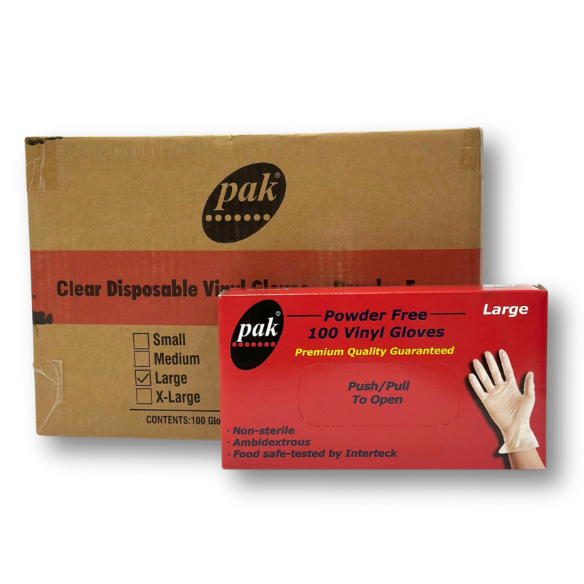 Vinyl Powder Free CLEAR Disposable Gloves LARGE 1,000pk