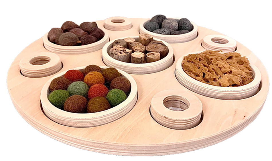 Papoose Round Sensory Tray-4 Teak Dish