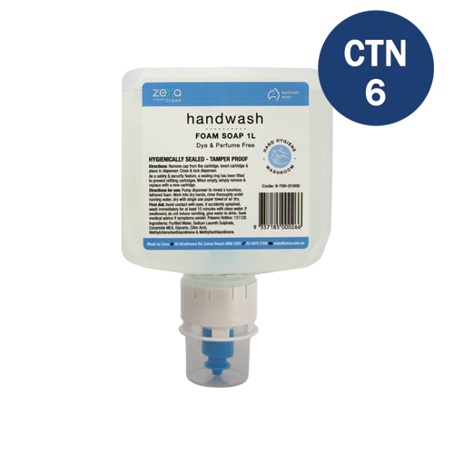 Zexa Dispenser Cartridge 1L: Handwash Foam 6 pk