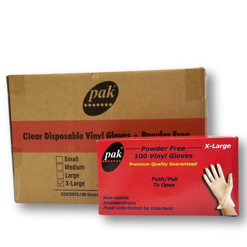Vinyl Powder Free CLEAR Disposable Gloves EXTRA-LARGE 1,000pk