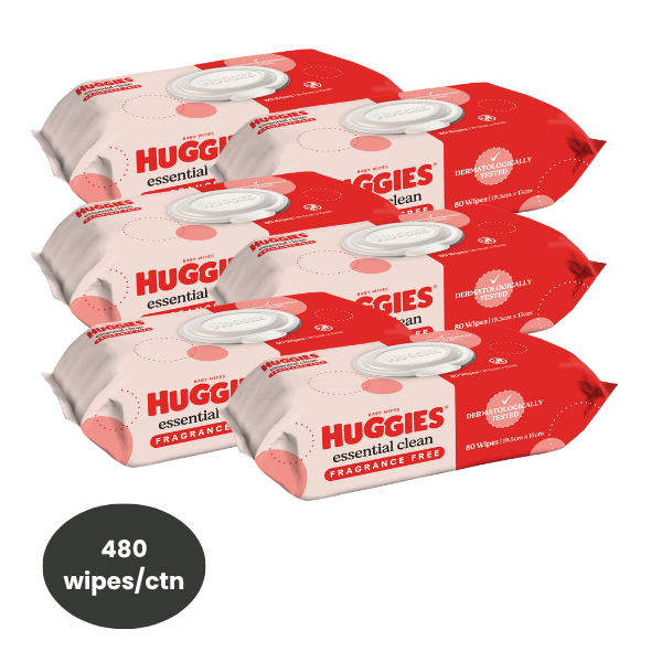 Huggies Essentials Baby Wipes 80 wipes/pack 6pks/carton