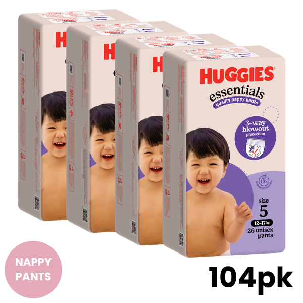 Huggies Essentials Nappy Pants Size 5 104pk