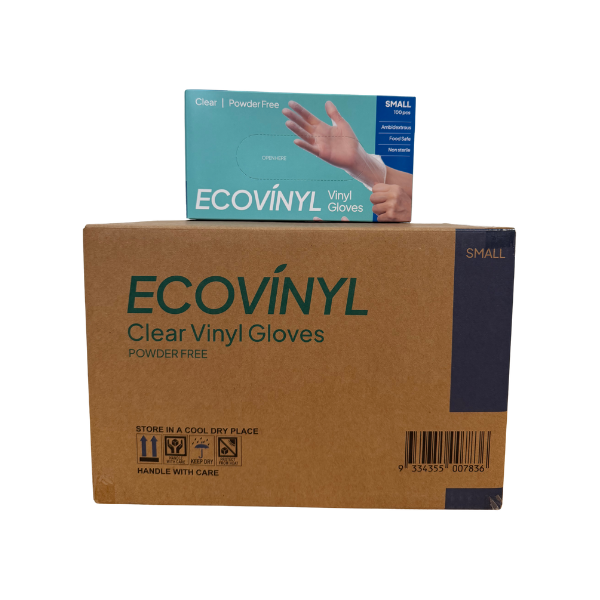 ECO Vinyl Powder Free Clear Disposable Gloves SMALL 1,000pk