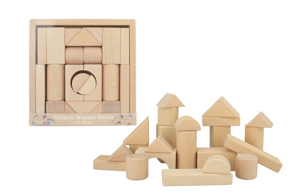 Kaper Kidz Natural Wooden Blocks 22pc