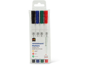 Markers Whiteboard Thin Pk 4